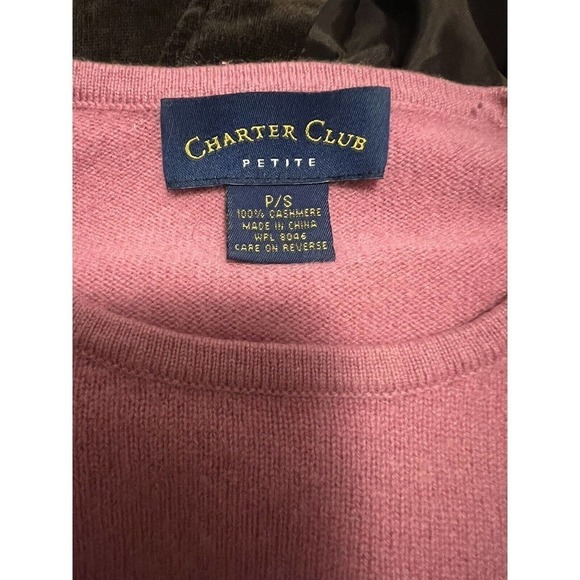 Charter Club Luxury Petite S 100% Cashmere Sweater Pullover Rose Crew Neck Knit - Picture 5 of 5